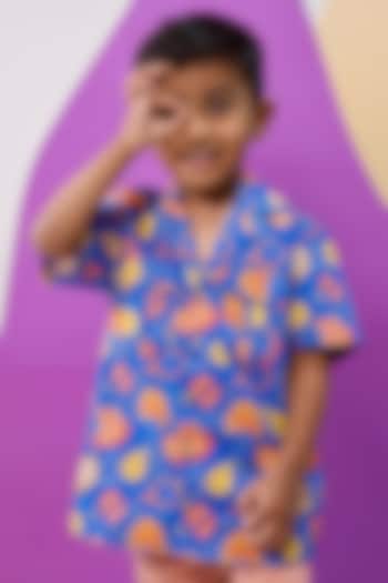 Blue Organic Cotton Printed Shirt For Boys by Miko Lolo