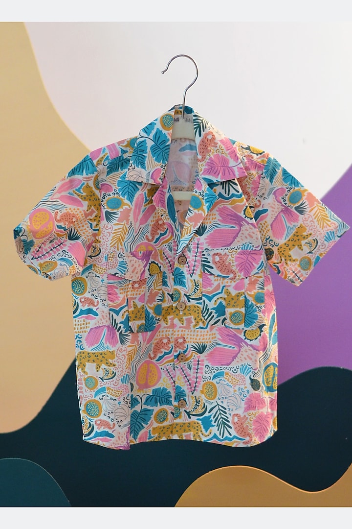 Multi-colored Organic Cotton Printed Shirt For Boys by Miko Lolo at Pernia's Pop Up Shop