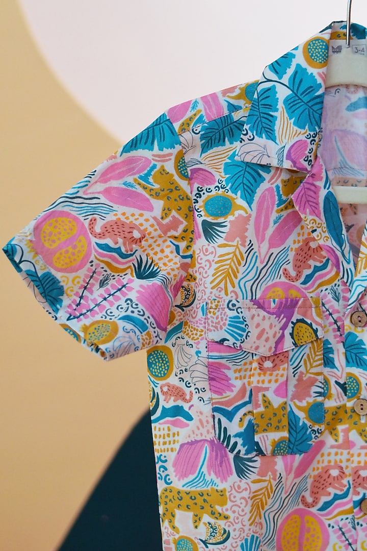Multi-colored Organic Cotton Printed Shirt For Boys by Miko Lolo at Pernia's Pop Up Shop