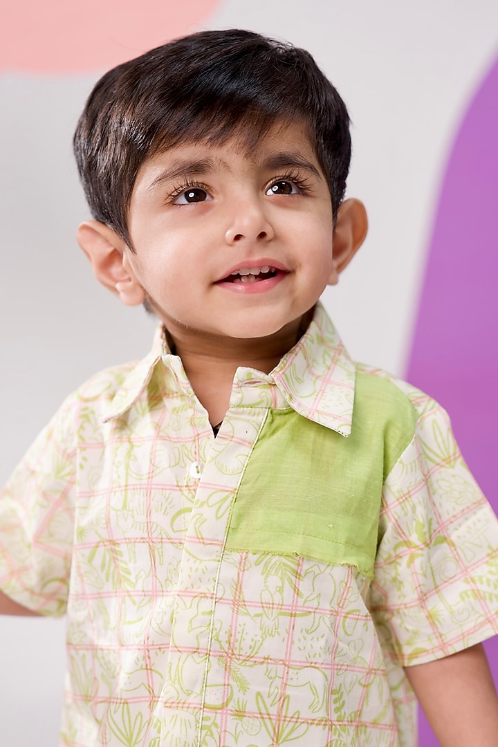 Off-White Organic Cotton Printed Shirt For Boys by Miko Lolo at Pernia's Pop Up Shop