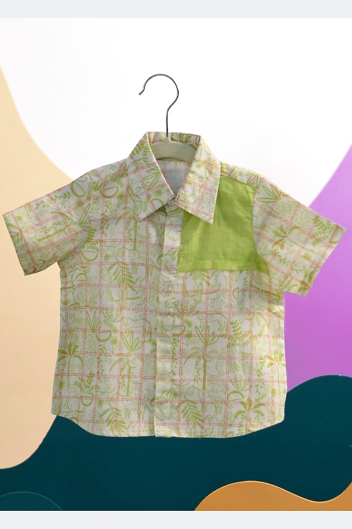 Off-White Organic Cotton Printed Shirt For Boys by Miko Lolo at Pernia's Pop Up Shop