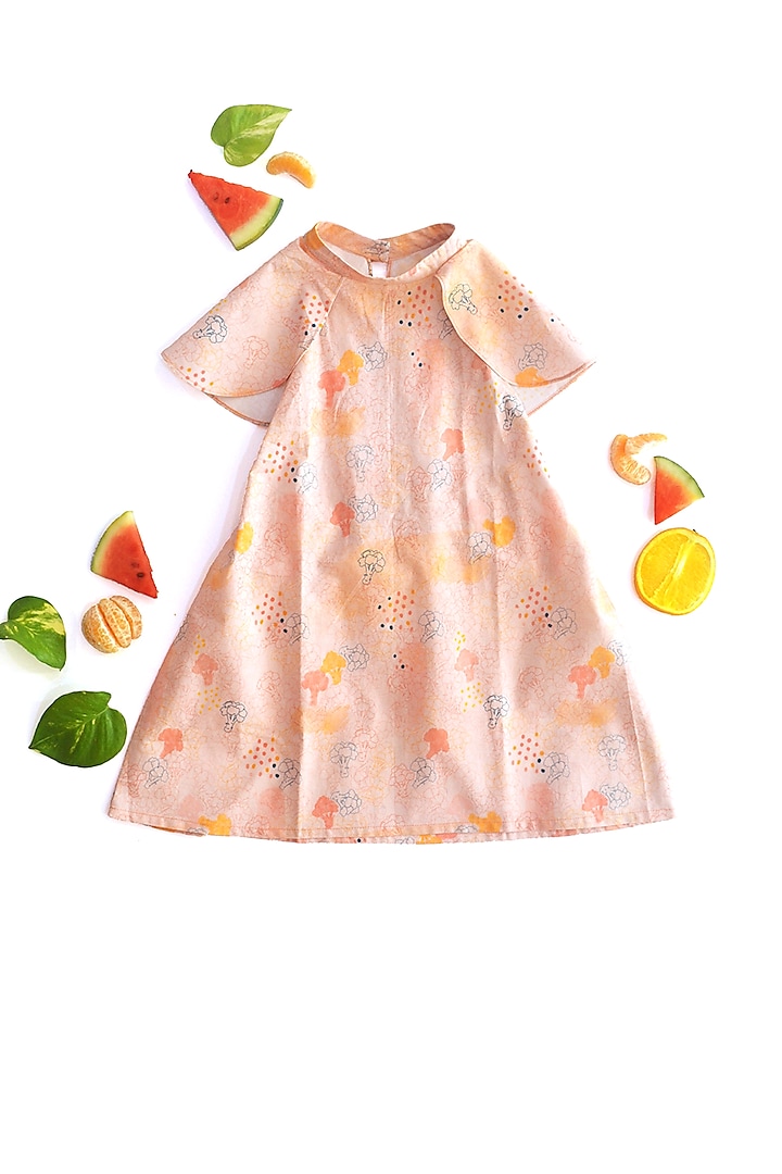 Pink Organic Cotton Poplin Dress For Girls by Miko Lolo