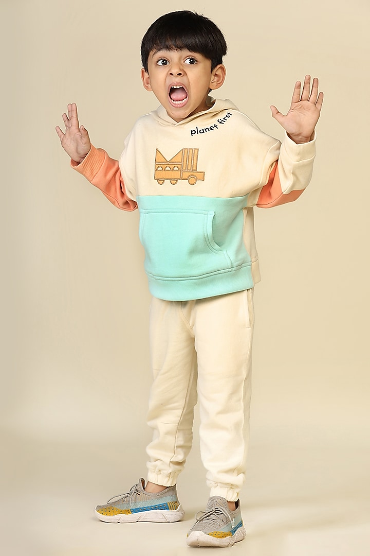 Off-White Cotton Fleece Pants For Boys by Miko Lolo at Pernia's Pop Up Shop