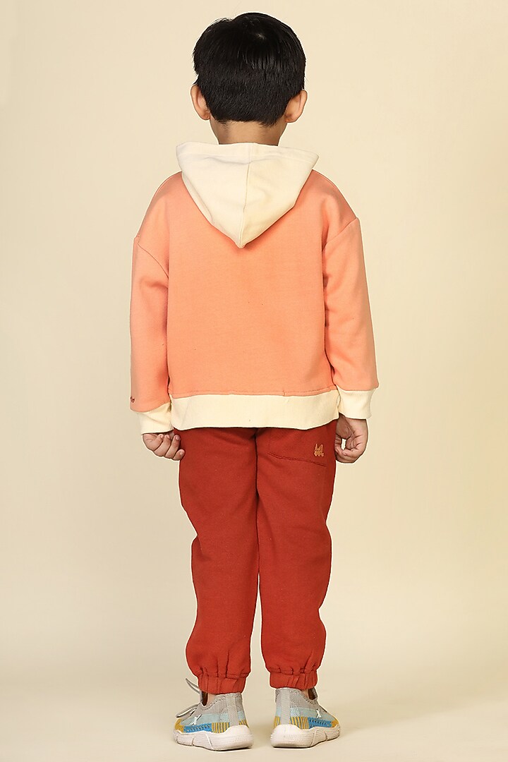 Brick Red Cotton Fleece Pants For Boys by Miko Lolo at Pernia's Pop Up Shop