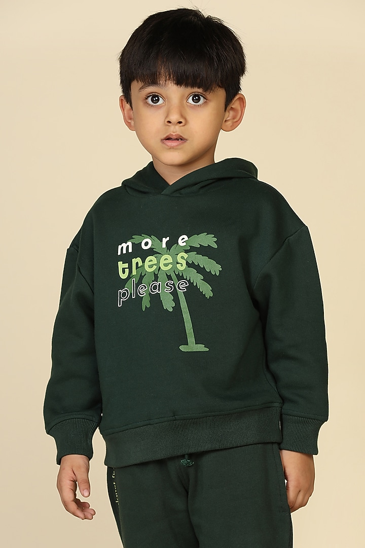 Dark Green Cotton Fleece Pant Set For Boys by Miko Lolo at Pernia's Pop Up Shop