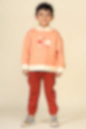 Dusty Pink Cotton Fleece Pant Set For Boys by Miko Lolo at Pernia's Pop Up Shop