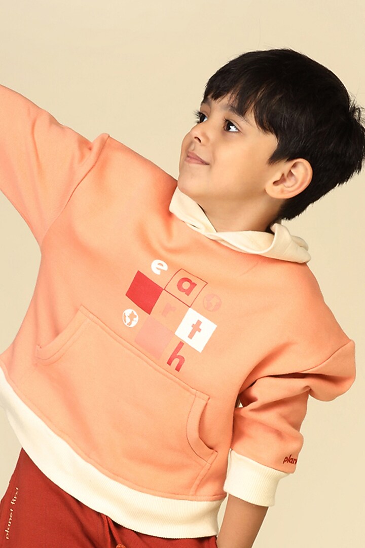 Dusty Pink Cotton Fleece Pant Set For Boys by Miko Lolo at Pernia's Pop Up Shop