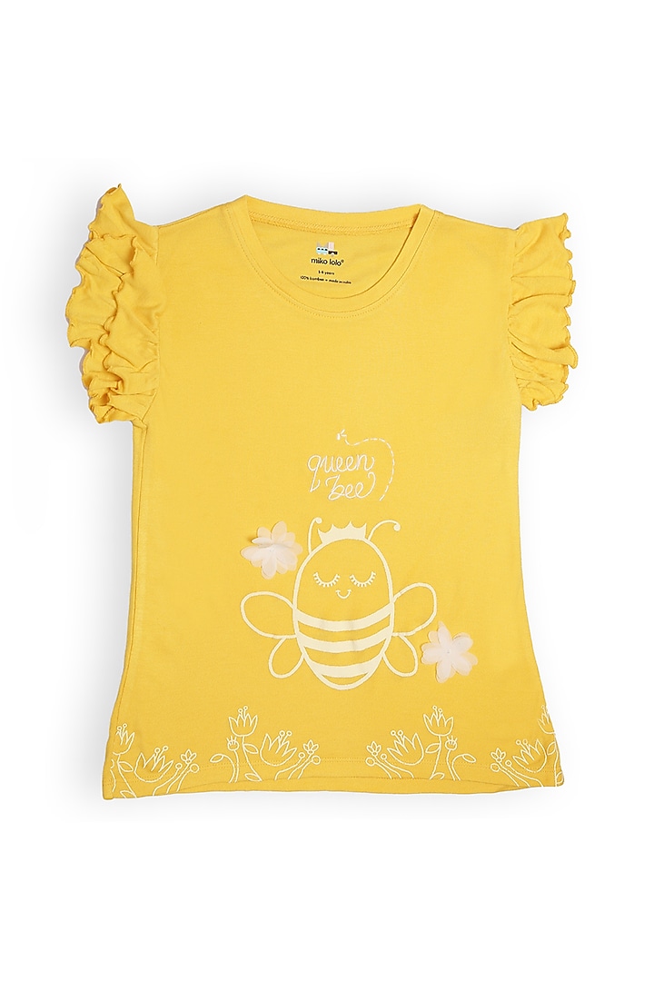 Yellow Embroidered Top For Girls by Miko Lolo at Pernia's Pop Up Shop