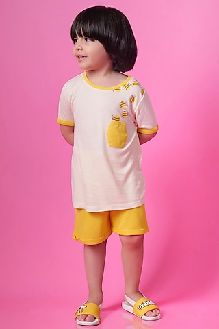 Yellow Bamboo Shorts For Boys by Miko Lolo
