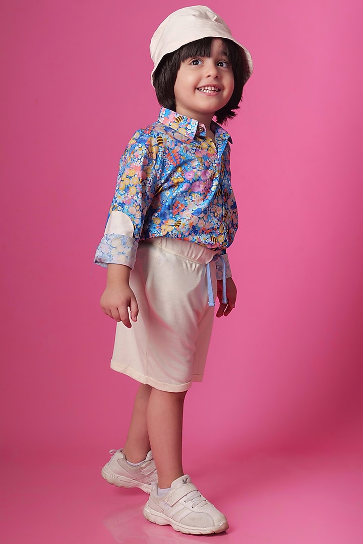 Off-White Bamboo Shorts For Boys by Miko Lolo at Pernia's Pop Up Shop