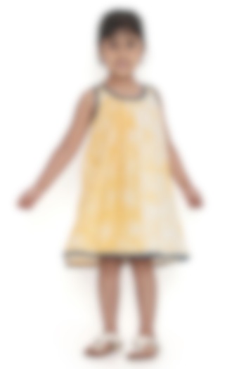 Yellow Organic Cotton Floral Printed Dress For Girls by Miko Lolo at Pernia's Pop Up Shop