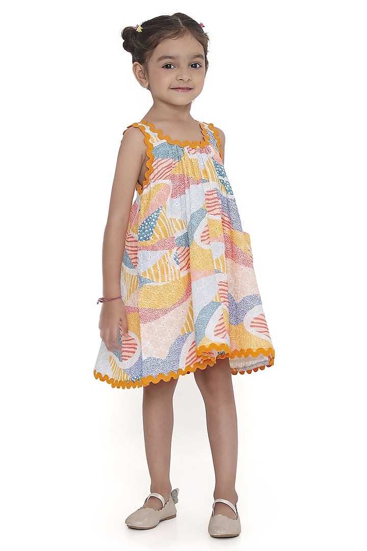 Multi-Colored Cotton Printed Dress For Girls by Miko Lolo at Pernia's Pop Up Shop