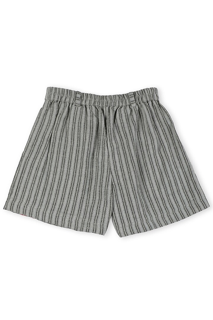 Green Cotton Jacquard Shorts For Girls by Miko Lolo at Pernia's Pop Up Shop