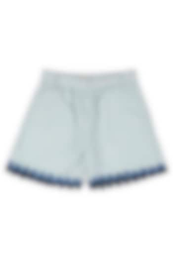 Blue Organic Cotton Floral Printed Shorts For Girls by Miko Lolo at Pernia's Pop Up Shop