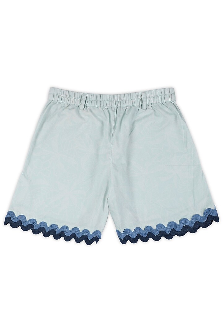 Blue Organic Cotton Floral Printed Shorts For Girls by Miko Lolo at Pernia's Pop Up Shop