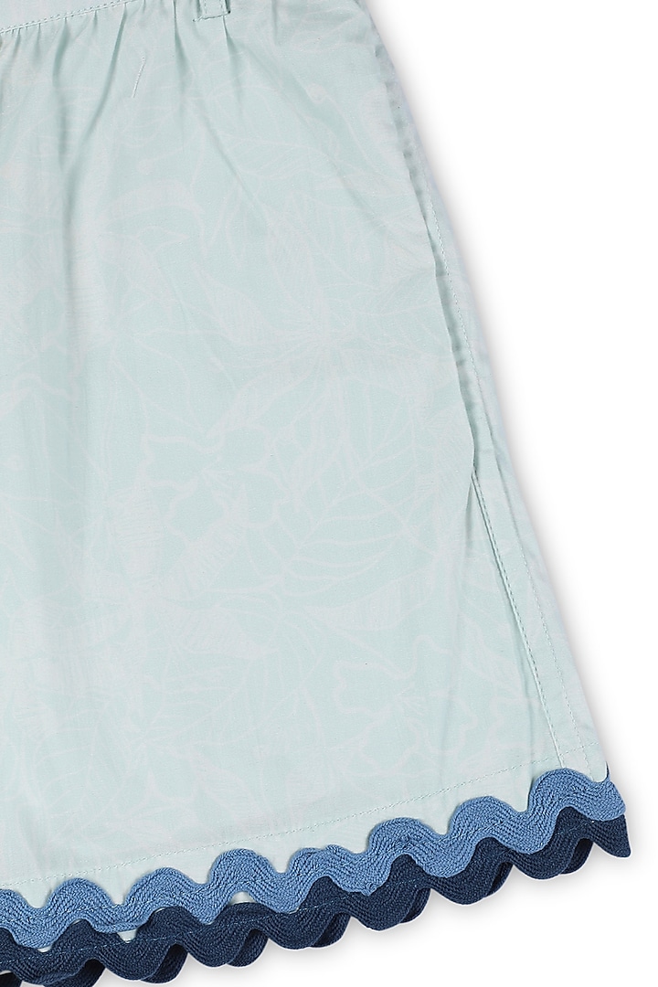 Blue Organic Cotton Floral Printed Shorts For Girls by Miko Lolo at Pernia's Pop Up Shop