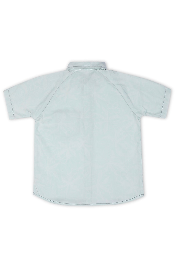 Blue Organic Cotton Floral Printed Shirt For Boys by Miko Lolo at Pernia's Pop Up Shop