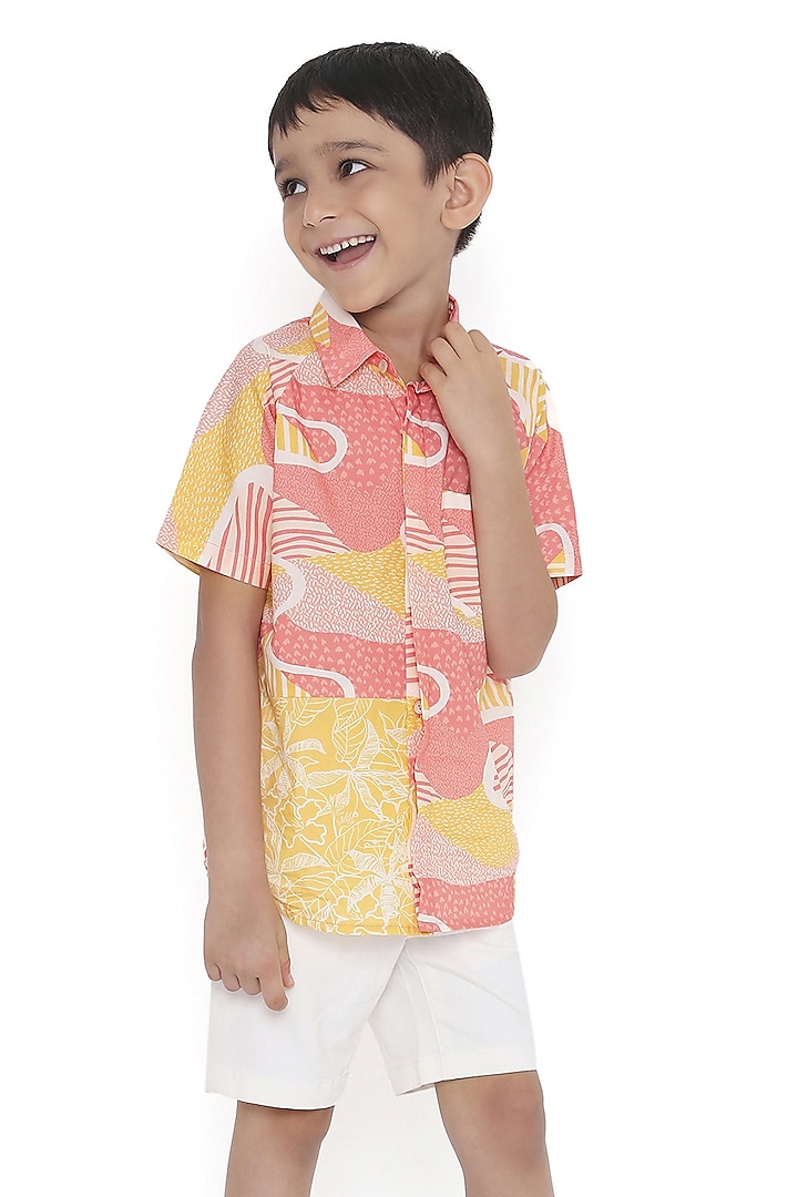 Pink Organic Cotton Printed Shirt For Girls by Miko Lolo