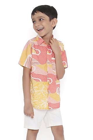 Pink Organic Cotton Printed Shirt For Girls by Miko Lolo