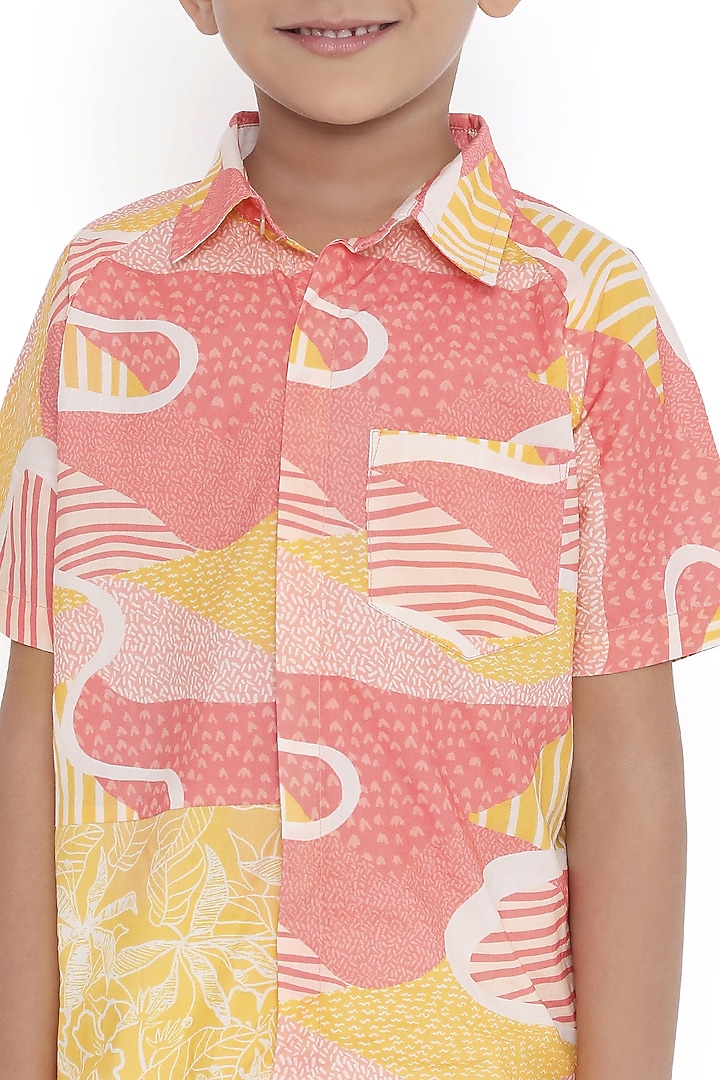Pink Organic Cotton Printed Shirt For Girls by Miko Lolo at Pernia's Pop Up Shop