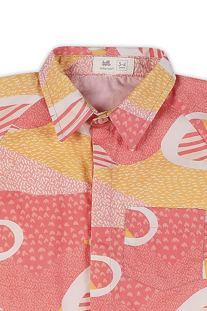 Pink Organic Cotton Printed Shirt For Girls by Miko Lolo at Pernia's Pop Up Shop