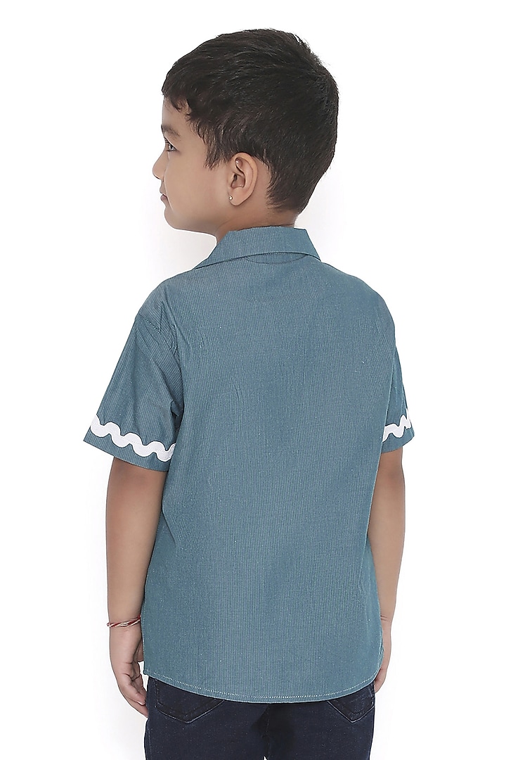 Green Cotton Shirt For Boys by Miko Lolo at Pernia's Pop Up Shop