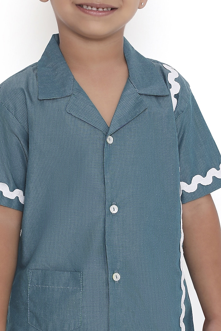Green Cotton Shirt For Boys by Miko Lolo at Pernia's Pop Up Shop