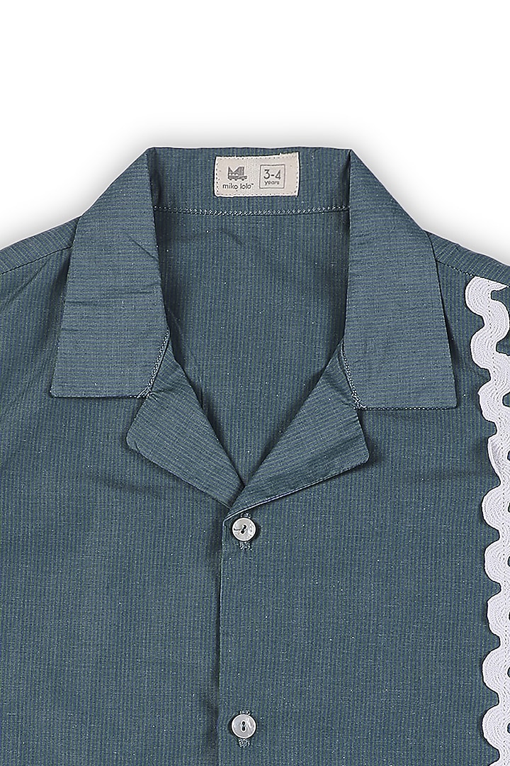 Green Cotton Shirt For Boys by Miko Lolo at Pernia's Pop Up Shop
