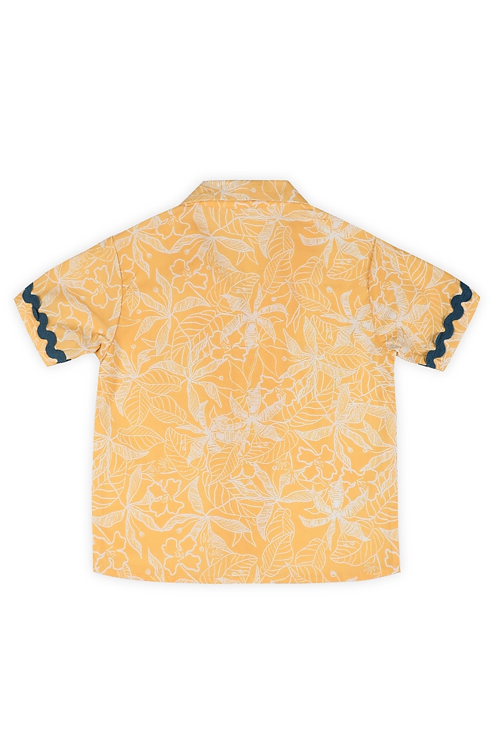 Yellow Organic Cotton Floral Printed Shirt For Boys by Miko Lolo at Pernia's Pop Up Shop