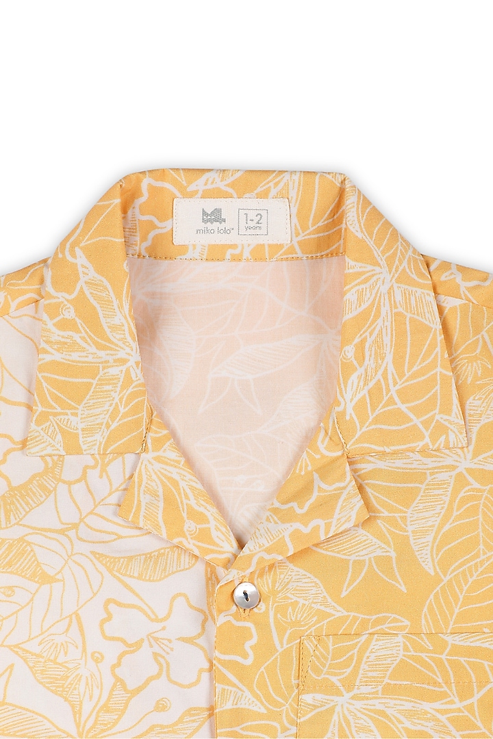 Yellow Organic Cotton Floral Printed Shirt For Boys by Miko Lolo at Pernia's Pop Up Shop