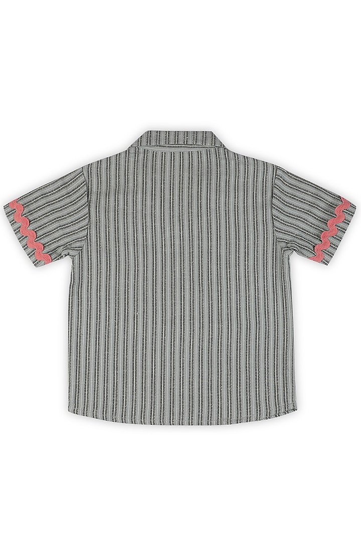 Green Cotton Jacquard Shirts For Boys by Miko Lolo at Pernia's Pop Up Shop