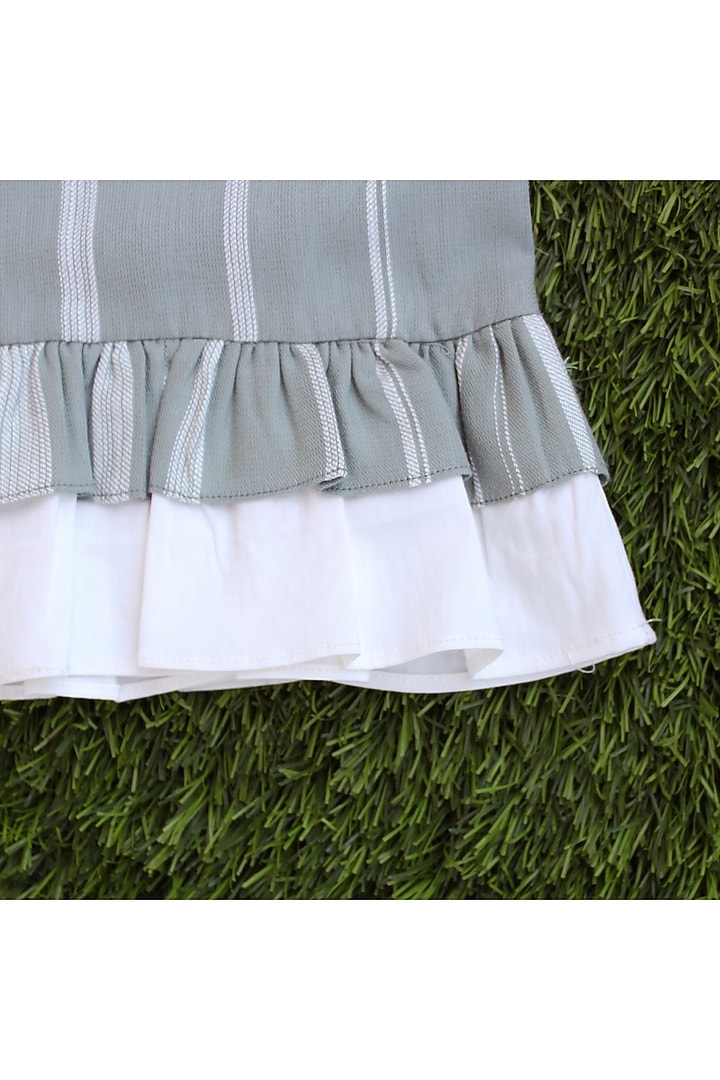 Green Weaved Stripes Printed Top For Girls by Miko Lolo at Pernia's Pop Up Shop