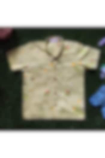 Green Floral Printed Shirt For Boys by Miko Lolo
