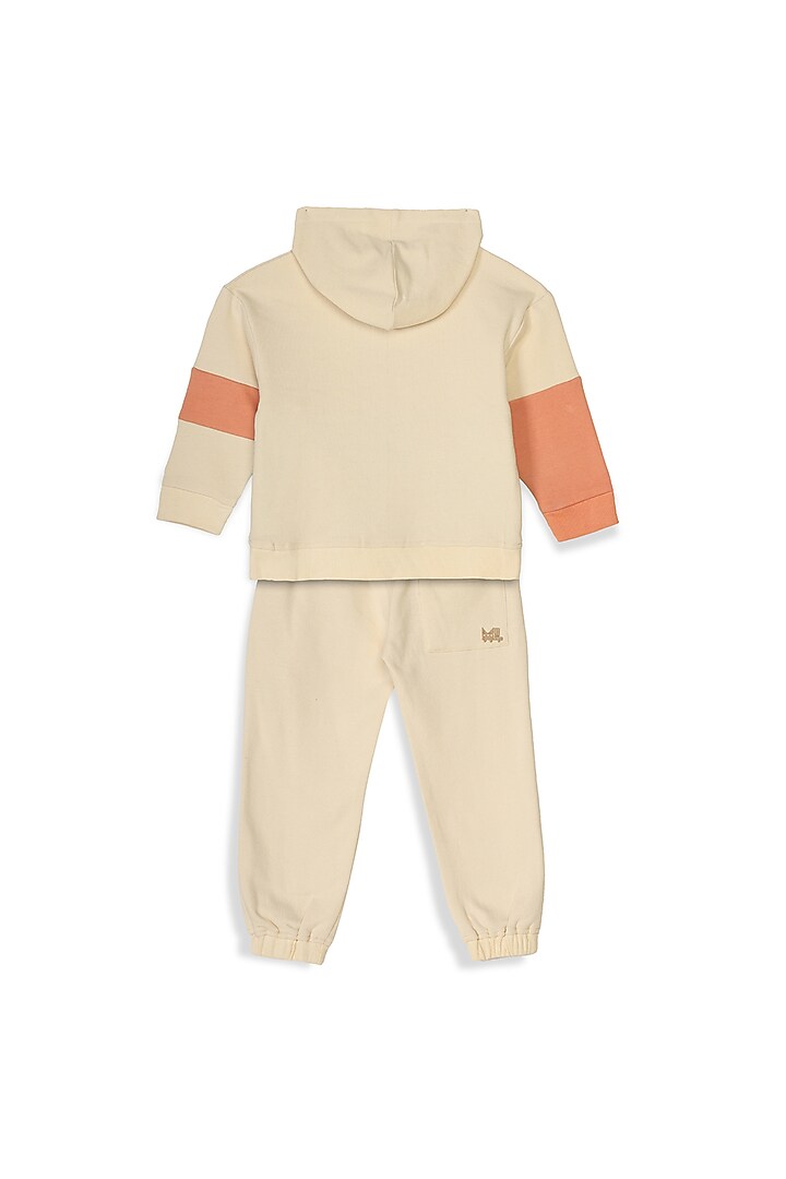 Off-White Cotton Fleece Pant Set For Girls by Miko Lolo at Pernia's Pop Up Shop