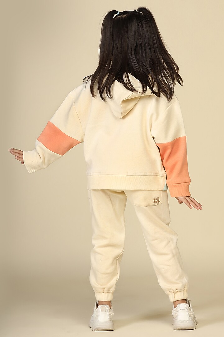 Off-White Cotton Fleece Pant Set For Girls by Miko Lolo at Pernia's Pop Up Shop