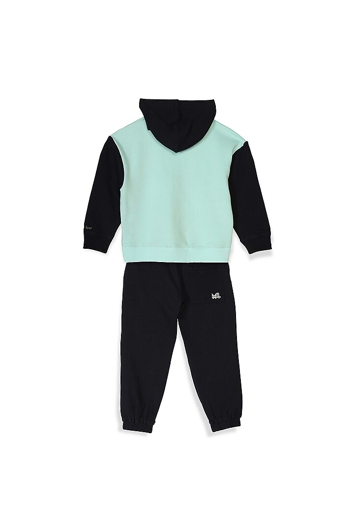 Blue Cotton Fleece Pant Set For Girls by Miko Lolo at Pernia's Pop Up Shop