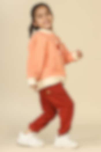 Dusty Pink Cotton Fleece Pant Set For Girls by Miko Lolo at Pernia's Pop Up Shop