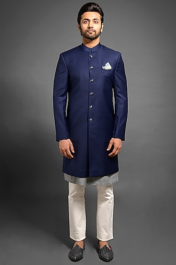 navy blue achkan