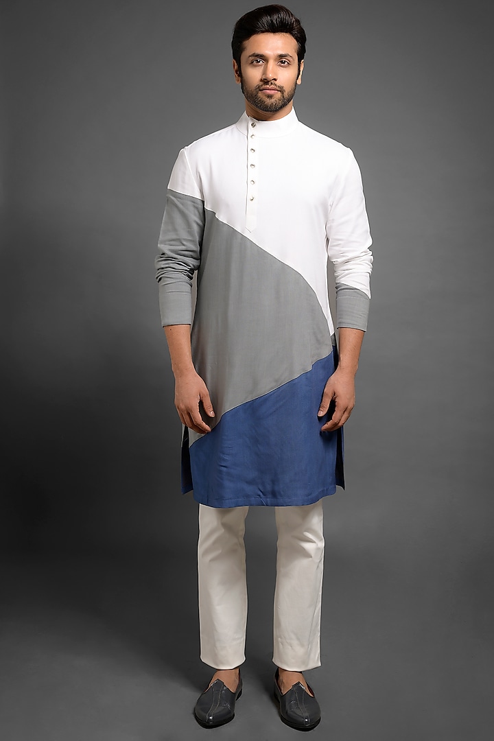 Multi Colored Kurta With Side Opening by Mitesh Lodha