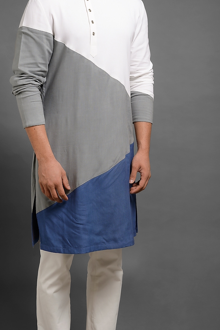 Multi Colored Kurta With Side Opening by Mitesh Lodha at Pernia's Pop Up Shop