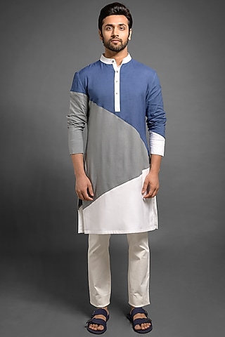 Multi Colored Viscose Kurta by Mitesh Lodha