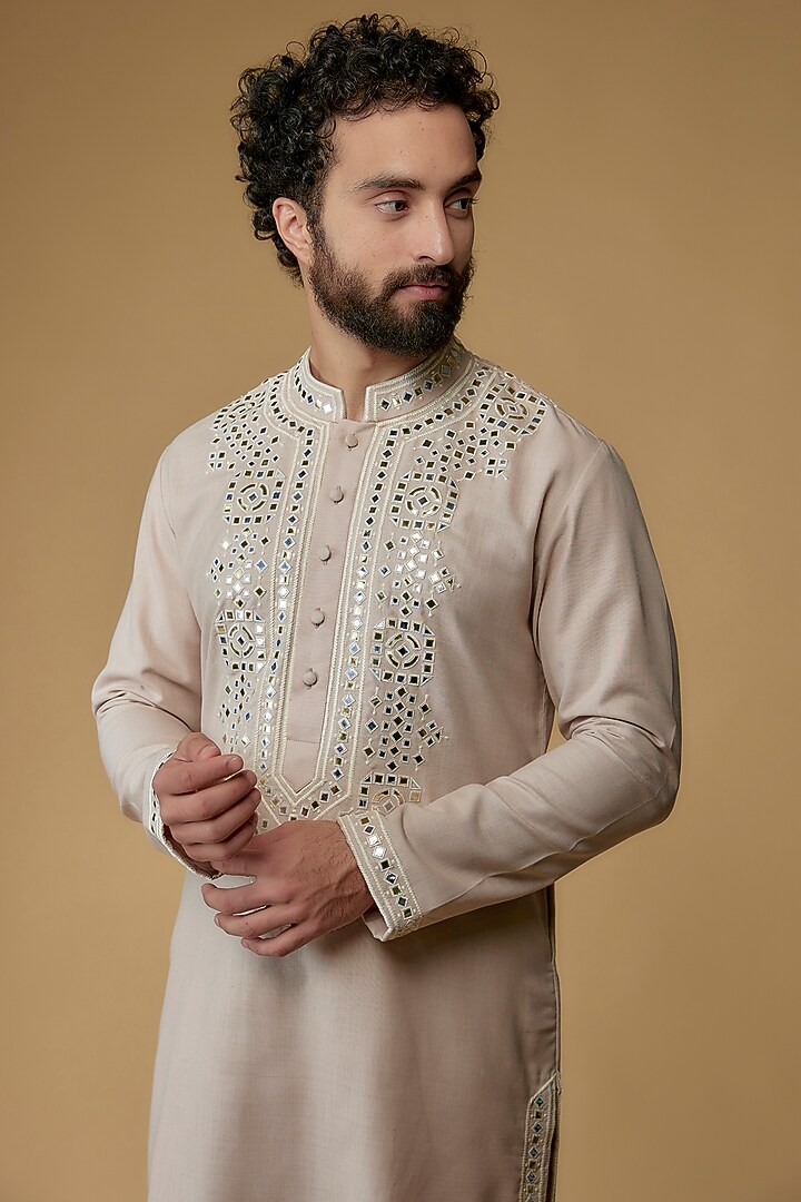 Blush Spun Mirror Pattern Kurta by MILO by Miloni Shah at Pernia's Pop Up Shop