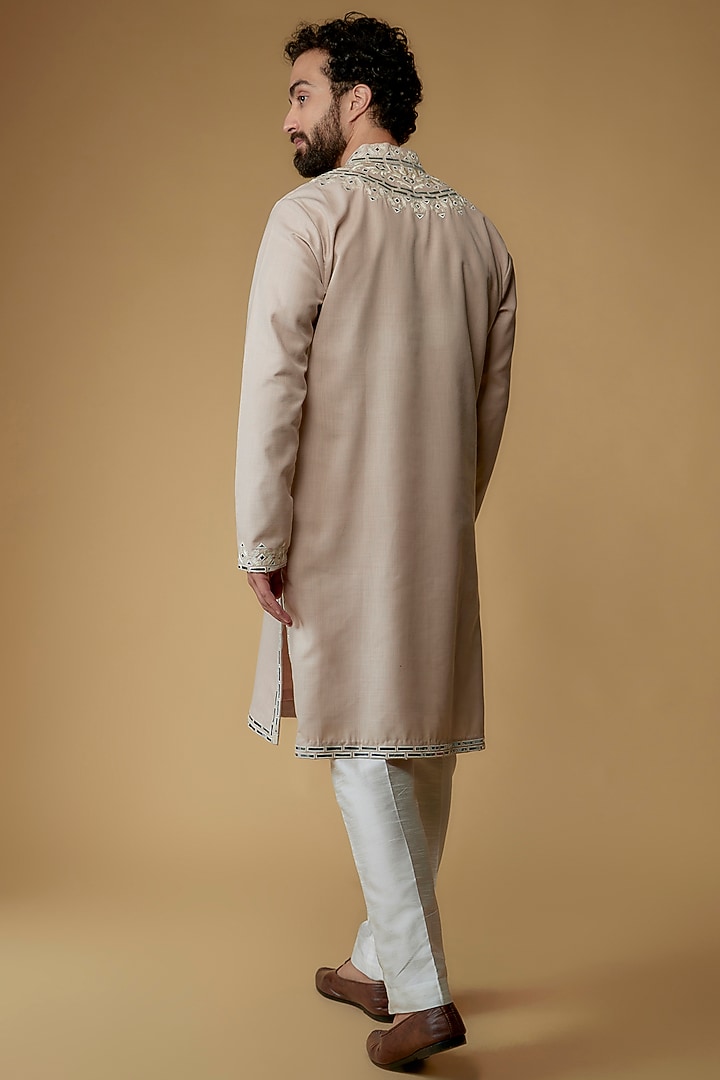 Blush Viscose Silk Blend Resham Embroidered Kurta by MILO by Miloni Shah at Pernia's Pop Up Shop