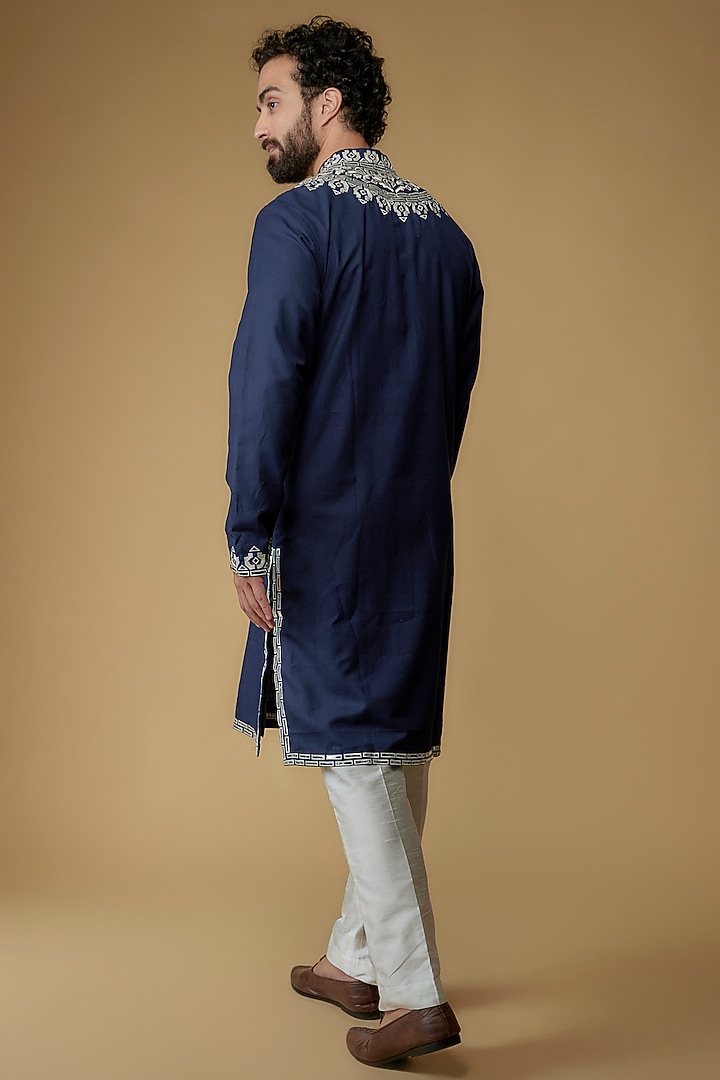 Blush Viscose Silk Blend Handloom Spun Mirror Foil Kurta by MILO by Miloni Shah at Pernia's Pop Up Shop