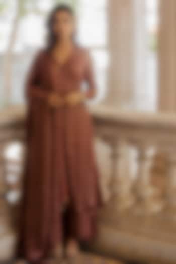 Mauve Chiffon Silk Kurta Set by Mimamsaa at Pernia's Pop Up Shop