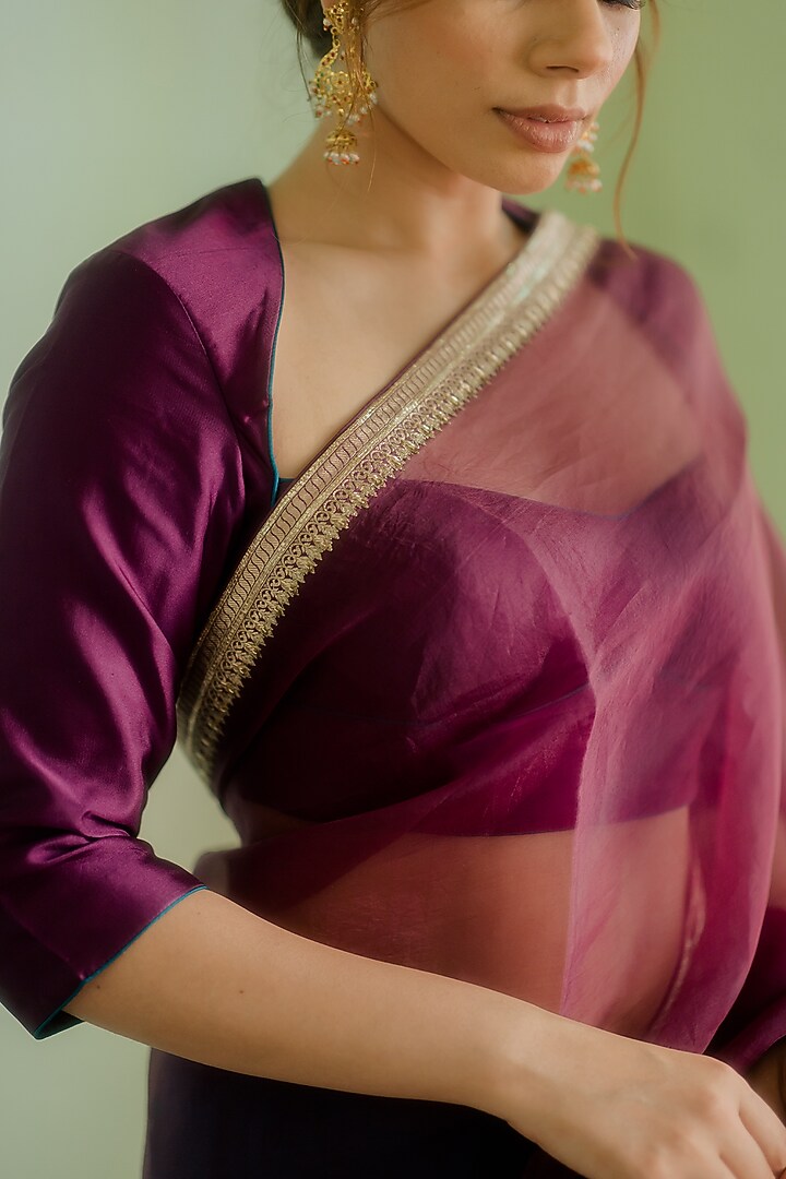 Wine Satin Silk Blouse by Mimamsaa at Pernia's Pop Up Shop