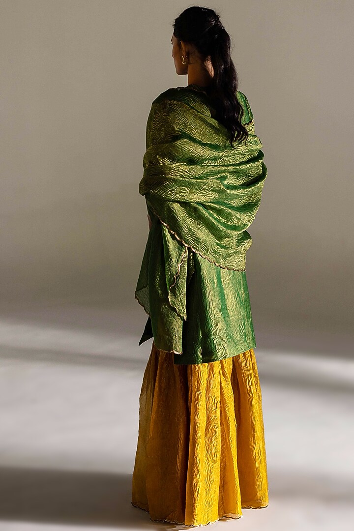 Mustard Tissue Silk Gharara Set by Mimamsaa at Pernia's Pop Up Shop