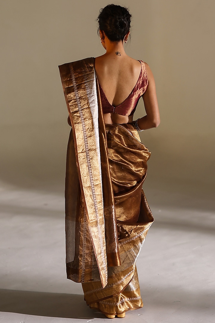 Bronze Tissue Silk Woven Saree Set Design by Mimamsaa at Pernia's Pop Up  Shop 2024