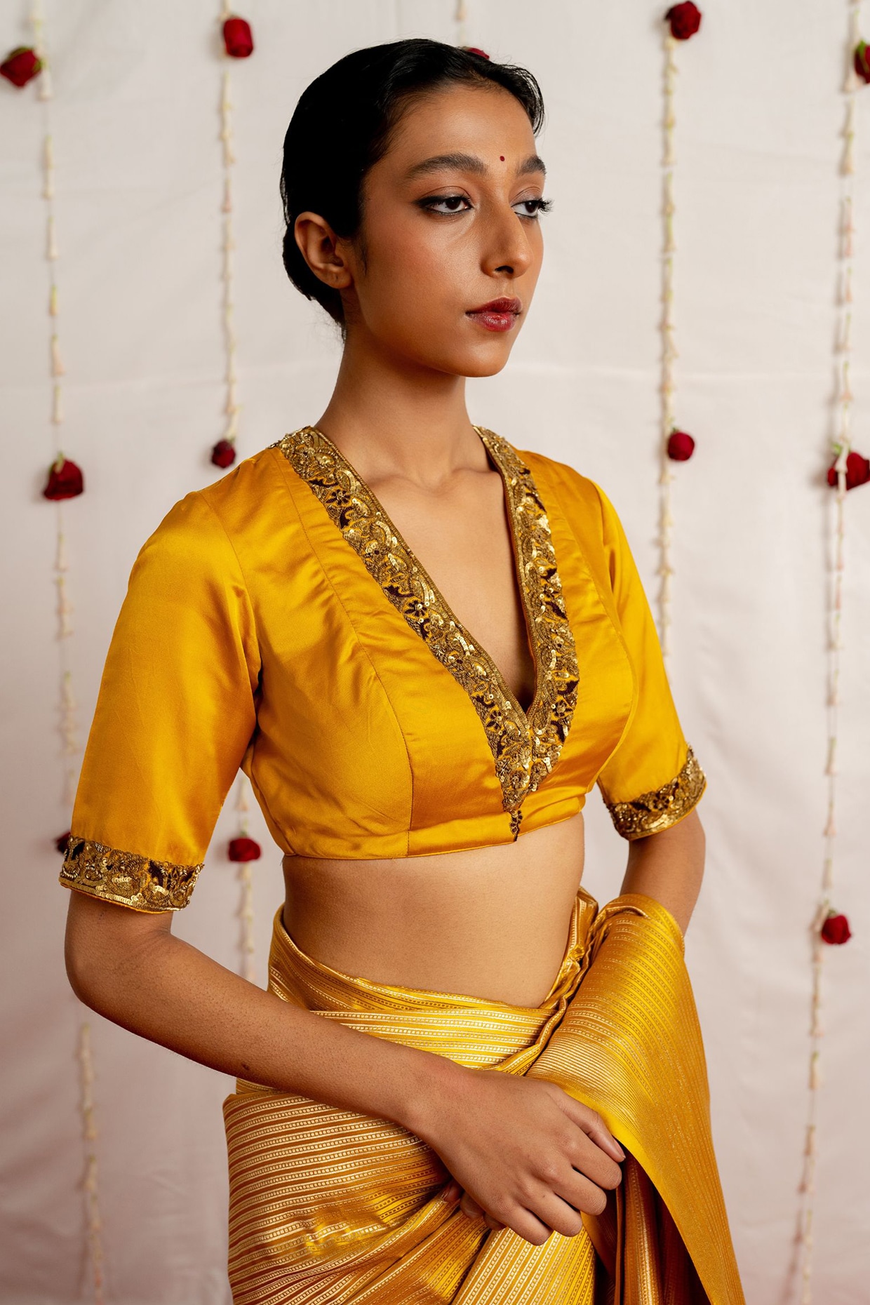 mustard satin top