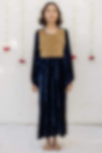 Navy Blue Embroidered Kaftan Dress by Mimamsaa at Pernia's Pop Up Shop